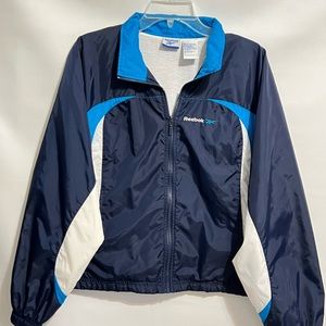 Reebok Vintage Windbreaker Navy white trim Sz L EC looks like never worn